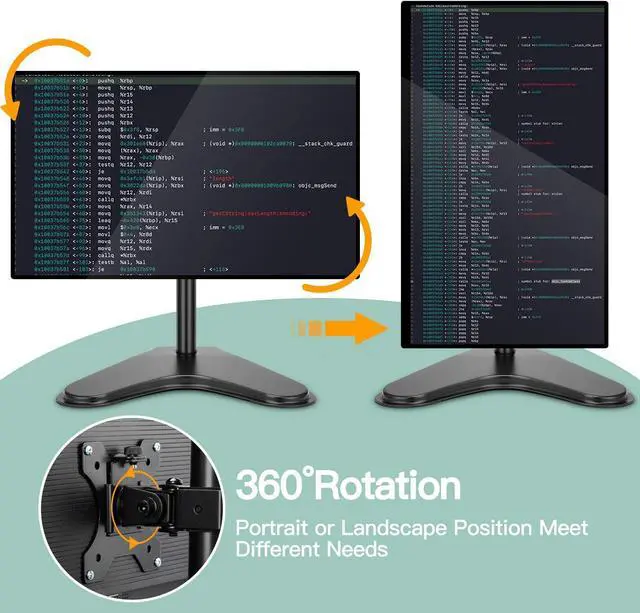 Alt view image 6 of 7 - Single Monitor Mount, Monitor Arm Desk Stand for 13 to 32" Computer, Freestanding Heavy Duty Steel Base, Adjustable Height Full Motion Swivel VESA 75x75mm/100x100mm, Weight Holds up to 17.6 lbs