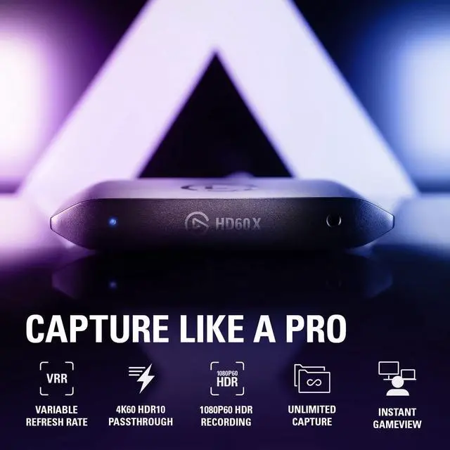 Alt view image 2 of 7 - Elgato HD60 X External Capture Card - Stream and record in 1080p60 HDR10 or 4K30 HDR10 with ultra-low latency on PS5, PS4/Pro, Xbox Series X/S, Xbox One X/S, in OBS and more, works with PC and Mac
