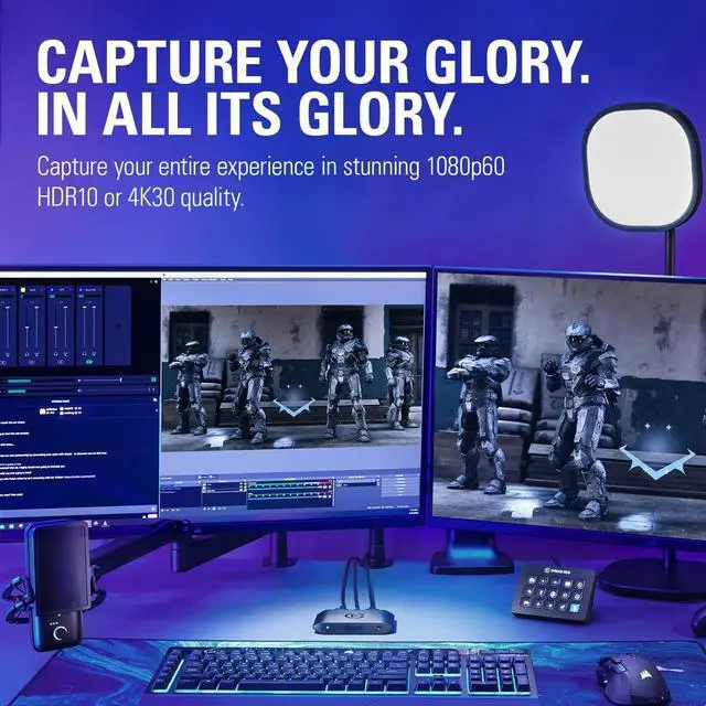 Alt view image 4 of 7 - Elgato HD60 X External Capture Card - Stream and record in 1080p60 HDR10 or 4K30 HDR10 with ultra-low latency on PS5, PS4/Pro, Xbox Series X/S, Xbox One X/S, in OBS and more, works with PC and Mac