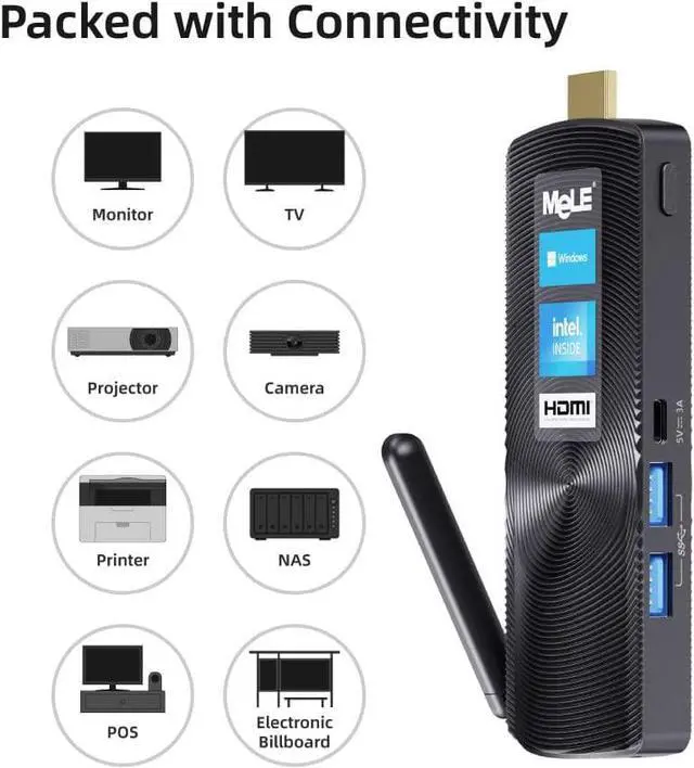 Main image of MeLE PCG02 Fanless Mini PC Stick Windows 11 Pro Celeron J4125 4GB 64GB Micro Desktop Computer Stick Support HDMI 4K HD, Dual Band Wi-Fi5, USB3.0, Gigabit Ethernet on Business Office Industrial IOT
