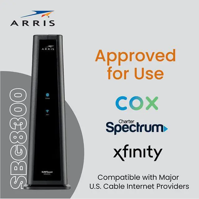 Alt view image 3 of 6 - ARRIS SURFboard SBG8300 DOCSIS 3.1 Gigabit Cable Modem & AC2350 Wi-Fi Router | Comcast Xfinity, Cox, Spectrum & more | Four 1 Gbps Ports | 1 Gbps Max Internet Speeds | 4 OFDM Channels 2 Year Warranty
