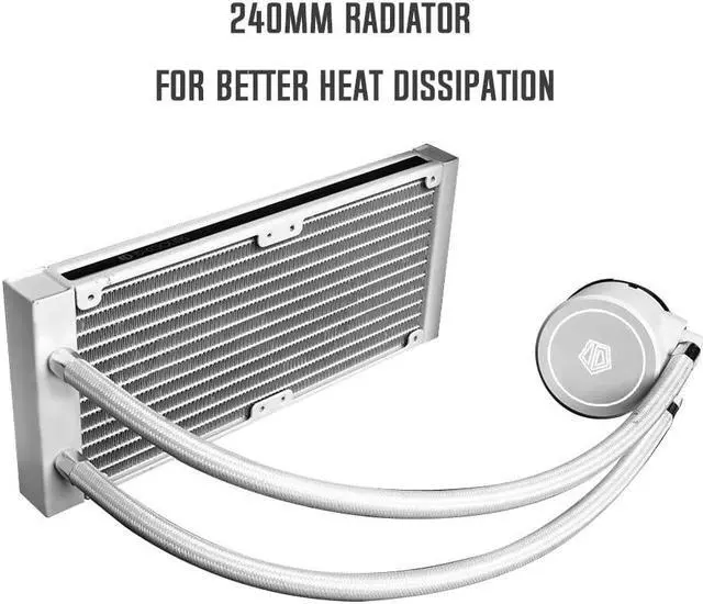 Alt view image 3 of 7 - ID-COOLING FROSTFLOW X 240 Snow CPU Water Cooler LGA1700 Compatible AIO Cooler 240mm CPU Liquid Cooler White LED 2x120mm PWM Fans, Intel 1700/1200/115X, AMD AM4/AM5