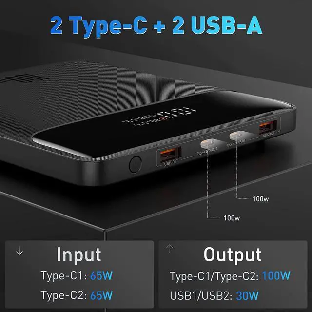 Alt view image 4 of 7 - Laptop Power Bank, Baseus 100W Blade USB C Portable Laptop Charger, Super Fast Charging 20000mAh Slim Battery Pack for Laptop, MacBook Air, Dell, IPad, HP, iPhone, Samsung Galaxy, Switch and More