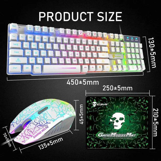 Zhhcyyds Gaming Keyboard and Mouse Combo,RGB Rainbow Backlit Keyboard ...