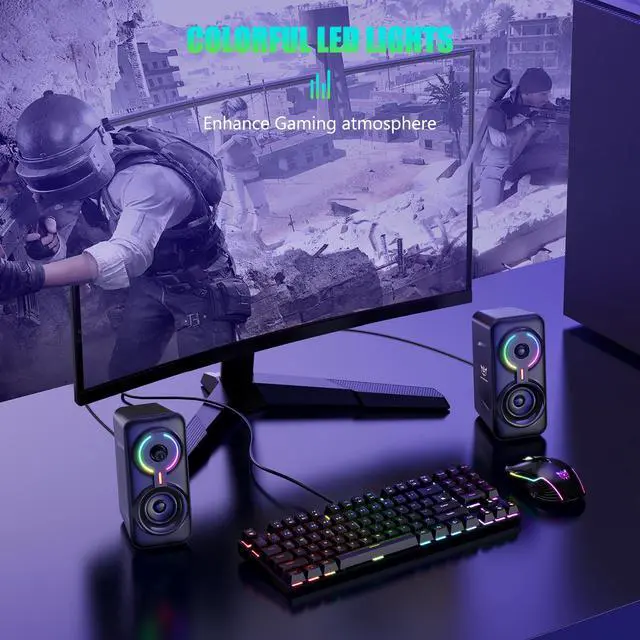 Alt view image 7 of 7 - Zhhcyyds L6 Computer Speakers for Desktop, Bluetooth/3.5mm Jack PC Speakers, RGB USB Stereo Monitor Bookshelf Speakers, Powered Gaming Speakers, Laptop Speakers Desk External for Studio Projector