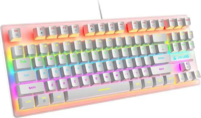 Main image of Zhhcyyds K2 Mechanical Gaming Keyboard, Wired Mini 87 Keys Blue Switch Mechanical Compact Keyboard with 8 Rainbow Backlit Mode,12 Multimedia Button, 29 Keys Anti-ghosting for Gamers and Typists White