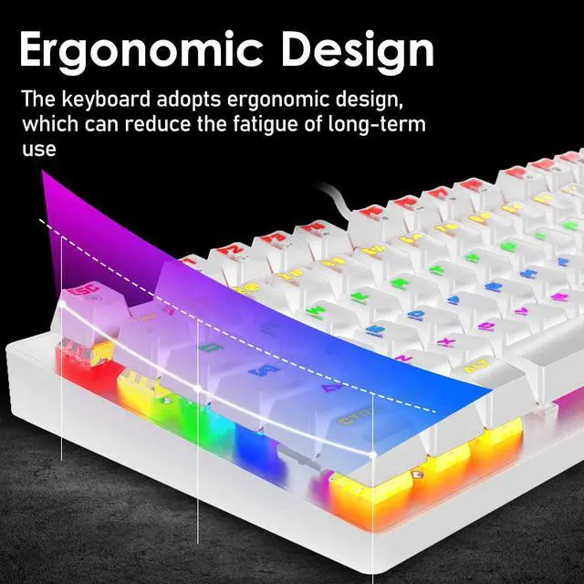 Alt view image 5 of 7 - Zhhcyyds K2 Mechanical Gaming Keyboard, Wired Mini 87 Keys Blue Switch Mechanical Compact Keyboard with 8 Rainbow Backlit Mode,12 Multimedia Button, 29 Keys Anti-ghosting for Gamers and Typists White