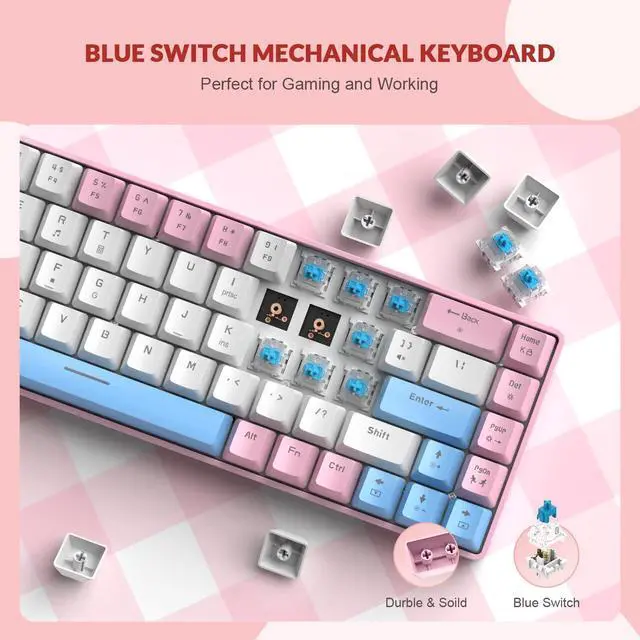 Alt view image 5 of 7 - Zhhcyyds T8 60% Wired Gaming Keyboard, RGB Backlit Ultra-Compact Mechanical Keyboard, Waterproof Compact 68 Keys Keyboard for Typist Laptop PC Mac Gamer Black Pink / White