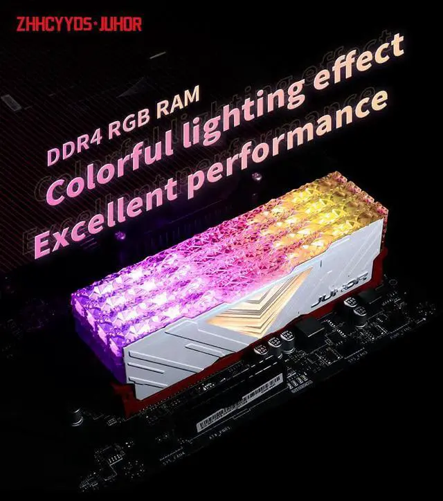 Alt view image 3 of 7 - Zhhcyyds JUHOR RGB DDR4 Ram 16GB (2x8GB) for Desktop PC 288 Pin Dual Channel Computer Memory Sticks Kit 3600 MHz CL18 (PC4-28800)