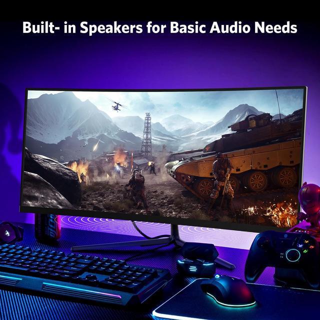 Alt view image 6 of 7 - Fiodio 30in 21:9 Ultrawide Curved Gaming Monitor, 100Hz, 2560 * 1080P, Built-in Speakers,  HDMI DP Ports, VESA Wall Mount Ready