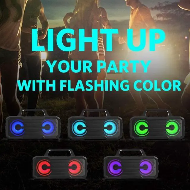 Alt view image 6 of 7 - Fiodio Portable Bluetooth Speakers, Wireless IPX6 Waterproof Outdoor Travel Party Speaker, Built-in Microphone, USB for Sports, Beach, Hiking And Camping