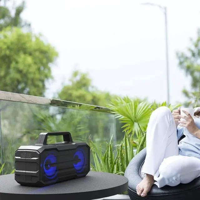 Alt view image 7 of 7 - Fiodio Portable Bluetooth Speakers, Wireless IPX6 Waterproof Outdoor Travel Party Speaker, Built-in Microphone, USB for Sports, Beach, Hiking And Camping