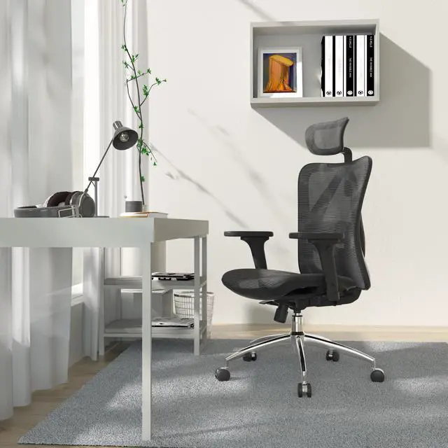 Alt view image 6 of 11 - SIHOO Ergonomic Adjustable Office Chair with 3D Arm Rests and Lumbar Support - High Back with Breathable Mesh - Mesh Seat Cushion - Adjustable Head & Reclines Grey