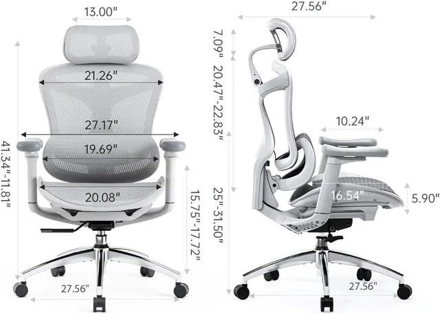 Alt view image 6 of 6 - SIHOO Doro-C300 Ergonomic Office Chair-4 Positions Adjustable Backrest, 3 Positions Adjustment Recline, 3D Armrests, Computer Chair with Auto-Adaptive Lumbar Support, 300lb Mesh Office Chair (Gray)