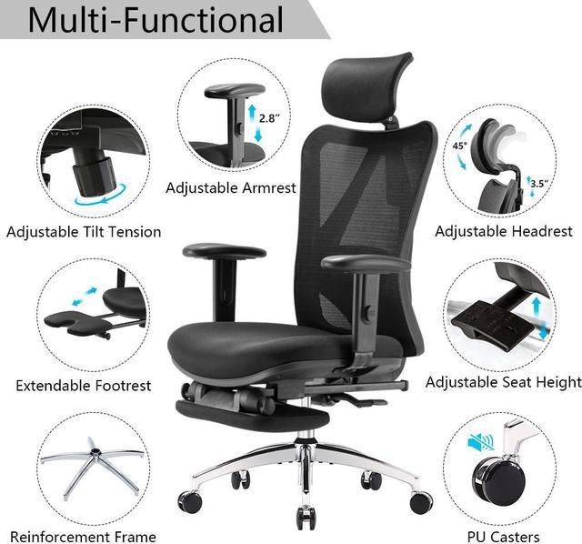 Ergonomic Recliner Mesh Office Chair with Adjustable Footrest