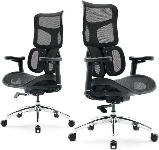 Alt view image 2 of 7 - Sihoo Doro S100  High Back Ergonomic Office Chair with Dual Dynamic Lumbar Support and Adjustable Seat Depth, Big and Tall chair for 300lbs, Gaming Chair with 4D Armrests