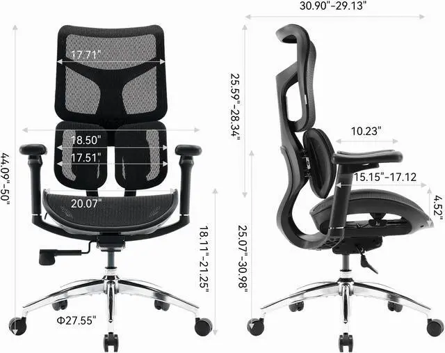 Alt view image 7 of 7 - Sihoo Doro S100  High Back Ergonomic Office Chair with Dual Dynamic Lumbar Support and Adjustable Seat Depth, Big and Tall chair for 300lbs, Gaming Chair with 4D Armrests