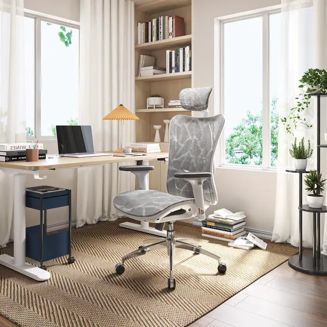 Main image of SIHOO High-Back Ergonomic Office Chair, Mesh Desk Chair with Adjustable 3D Armrest, Lumbar Support and Headrest, for Home & Office, Black Light Grey