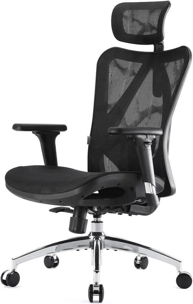 Alt view image 3 of 14 - SIHOO High-Back Ergonomic Office Chair, Mesh Desk Chair with Adjustable 3D Armrest, Lumbar Support and Headrest, for Home & Office, Black