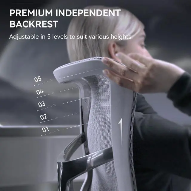 Alt view image 4 of 8 - Sihoo Doro S300  High Back Ergonomic Office Chair with Dual Dynamic Lumbar Support and Adjustable Seat Depth, Big and Tall chair for 300lbs, Gaming Chair with 6D Armrests Gray