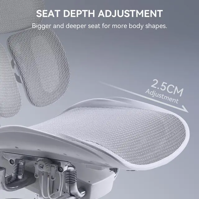 Alt view image 7 of 8 - Sihoo Doro S300  High Back Ergonomic Office Chair with Dual Dynamic Lumbar Support and Adjustable Seat Depth, Big and Tall chair for 300lbs, Gaming Chair with 6D Armrests Gray