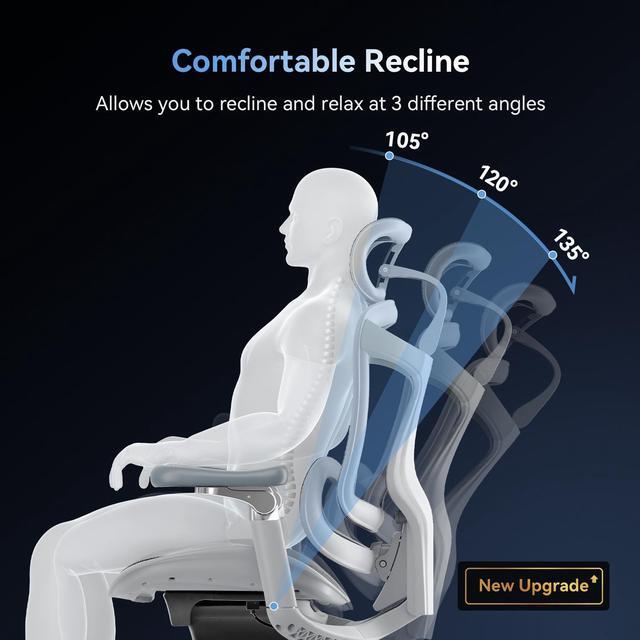 Alt view image 6 of 7 - Sihoo Doro C300  Pro High Back Ergonomic Office Chair with Dual
Dynamic Lumbar Support and Adjustable Seat Depth, Big and Tall chair for 300lbs, Gaming Chair with 6D Armrests Gray