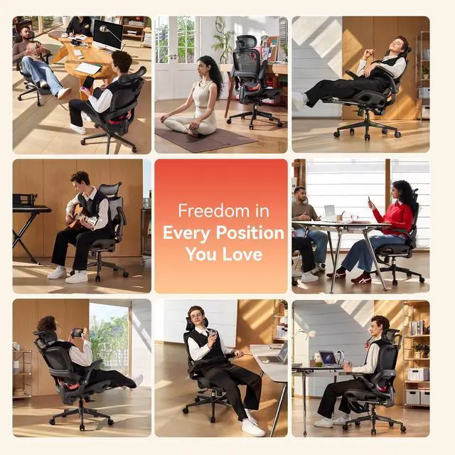 Alt view image 7 of 7 - SIHOO B100 PRO Gaming Chair with Footrest, Breathable High Back Mesh Chair, Adaptive Dynamic Lumbar Ergonomic Office Chair, 4D Flip-up Armrest Computer Chair for Gaming & Home Office, Teen, 300lb