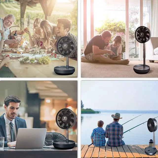 Alt view image 7 of 7 - Airdog Portable Foldable 8000mah Lithium Battery Operated Fan with Remote Control, 12 Speed Settings, Timer, Touch Control Panel