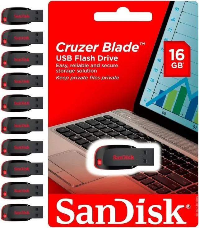 Main image of SanDisk 16GB USB Flash Drive Thumb Memory Stick Pen Drive Wholesale lot 10 Pack