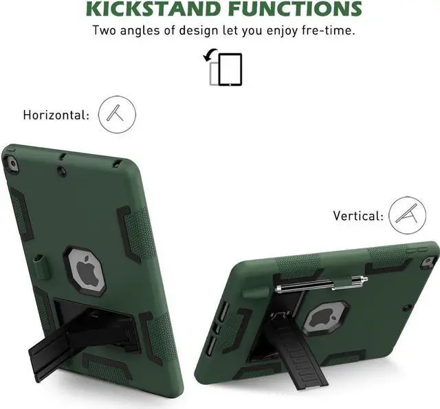 Alt view image 2 of 7 - JIACHARMED iPad 10.2 Case iPad 9th Generation 2021/ iPad 8th Generation 2020/ iPad 7th Generation 2019 Case, Heavy Duty Shockproof Rugged Protective Cover with Built-in Stand.