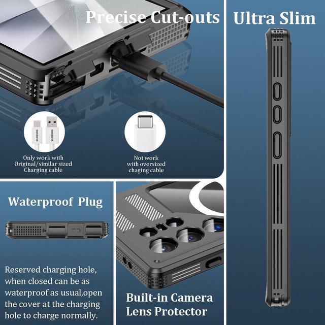 Alt view image 7 of 7 - JIACHARMED for Samsung Galaxy S24 Ultra Case Waterproof, [Built-in Camera & Screen Protector IP68 Underwater Full Body Shockproof Dustproof] Compatible with MagSafe, Magnetic Case for Galaxy S24 Ultra