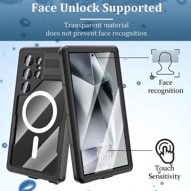 Alt view image 4 of 7 - JIACHARMED for Samsung Galaxy S24 Ultra Case Waterproof, [Built-in Camera & Screen Protector IP68 Underwater Full Body Shockproof Dustproof] Compatible with MagSafe, Magnetic Case for Galaxy S24 Ultra