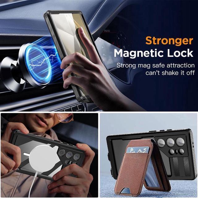 Alt view image 5 of 7 - JIACHARMED for Samsung Galaxy S24 Ultra Case Waterproof, [Built-in Camera & Screen Protector IP68 Underwater Full Body Shockproof Dustproof] Compatible with MagSafe, Magnetic Case for Galaxy S24 Ultra