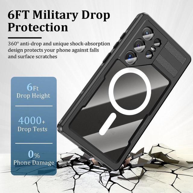 Alt view image 3 of 7 - JIACHARMED for Samsung Galaxy S24 Ultra Case Waterproof, [Built-in Camera & Screen Protector IP68 Underwater Full Body Shockproof Dustproof] Compatible with MagSafe, Magnetic Case for Galaxy S24 Ultra