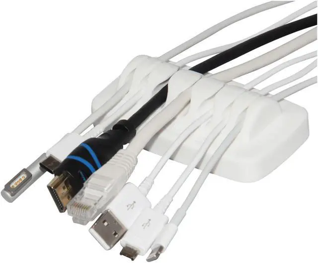 Main image of Heaviest Cable Organizer on the Market! Compact and Weighted Desktop Cord Holder and Cable Organizer, Eco-Friendly Silicone, No Bad Smell, Bundled with 4 Reusable Cable Ties! (White)