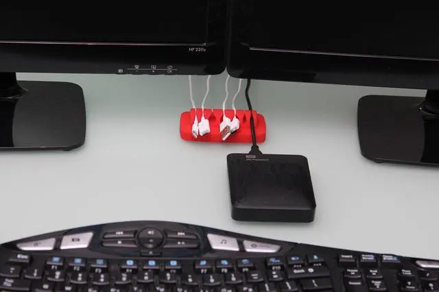 Alt view image 2 of 7 - Heaviest Cable Organizer on the Market! Compact and Weighted Desktop Cord Holder and Cable Organizer, Eco-Friendly Silicone, No Bad Smell, Bundled with 4 Reusable Cable Ties! (Red)