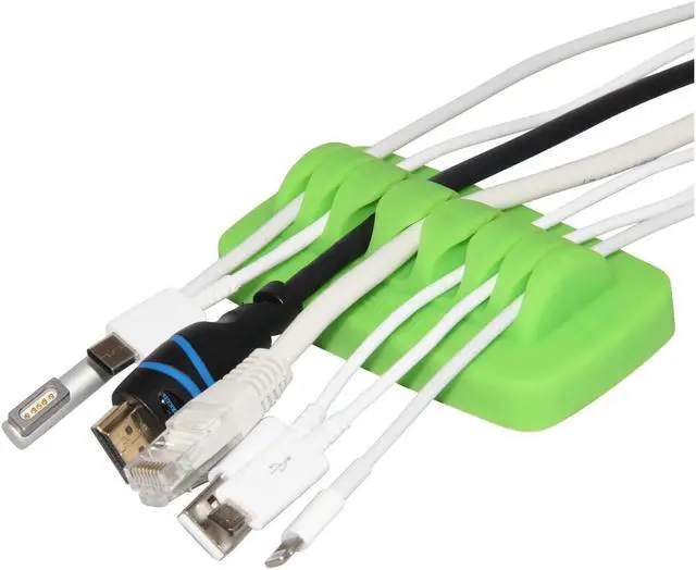 Main image of Heaviest Cable Organizer on the Market! Compact and Weighted Desktop Cord Holder and Cable Organizer, Eco-Friendly Silicone, No Bad Smell, Bundled with 4 Reusable Cable Ties! (Green)