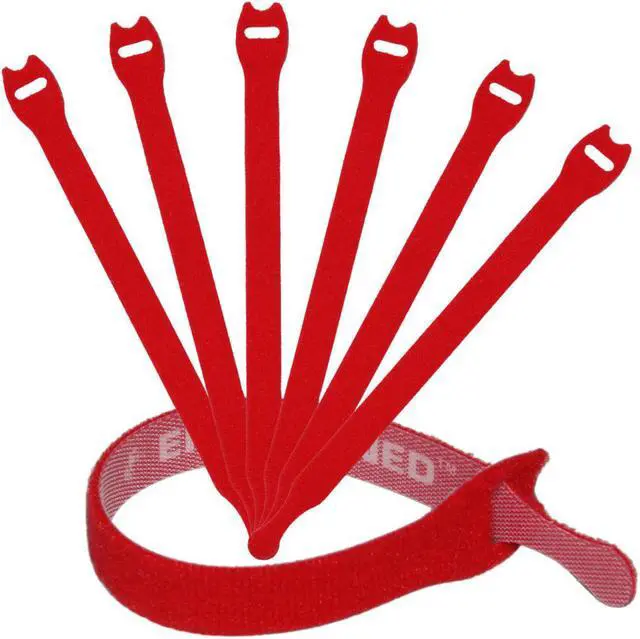 Main image of Reusable Cable Ties 1/2" x 8" for Cable Management and Organizing Cords - 30 Pack Bundled with 2 Bonus Cinch Straps (Red)
