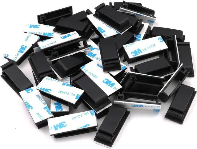 Alt view image 3 of 7 - Cable Clips 3M Adhesive, Multipurpose Wire Clamps for Cable Management and Cable Runs - 50 Pack Black Bundled with 10 Reusable Cable Ties
