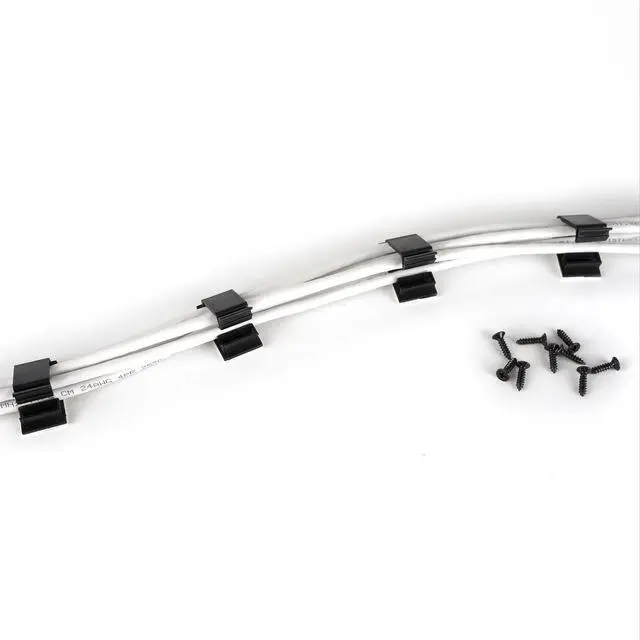 Alt view image 4 of 7 - Cable Clips Black with 3M Adhesive, Multipurpose Small Wire Clamps for Cable Management and Cable Runs - 50 Pack Black Bundled with 10 Reusable Cable Ties, Screws Included for Permanent Mounting