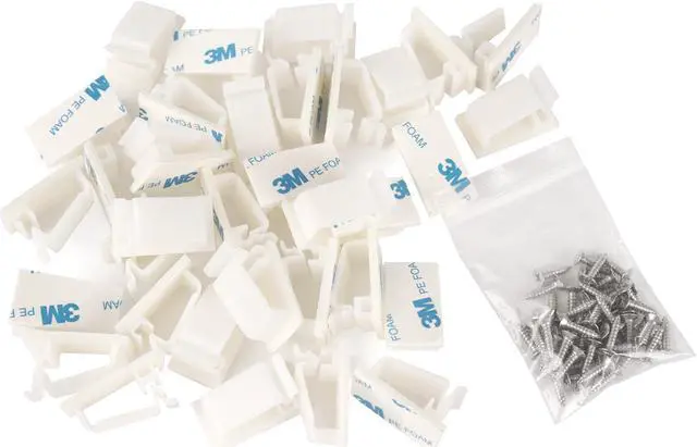Alt view image 3 of 7 - Cable Clips White with 3M Adhesive, Multipurpose Small Wire Clamps for Cable Management and Cable Runs - 50 Pack Black Bundled with 10 Reusable Cable Ties, Screws Included for Permanent Mounting