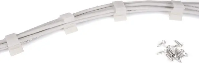 Alt view image 4 of 7 - Cable Clips White with 3M Adhesive, Multipurpose Small Wire Clamps for Cable Management and Cable Runs - 50 Pack Black Bundled with 10 Reusable Cable Ties, Screws Included for Permanent Mounting