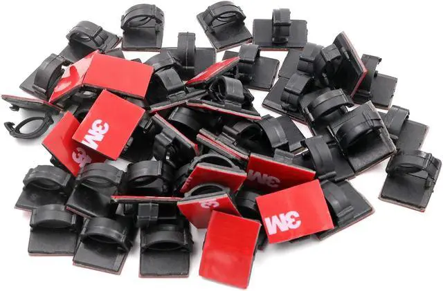 Alt view image 5 of 7 - Mini Cable Clips 3M Adhesive, Multipurpose Cord and Wire Organizer for Cable Management Normal, 3/4" Wide, 100 Pack - 100 Pack Bundled with 10 Bonus Reusable Cable Ties (Black)