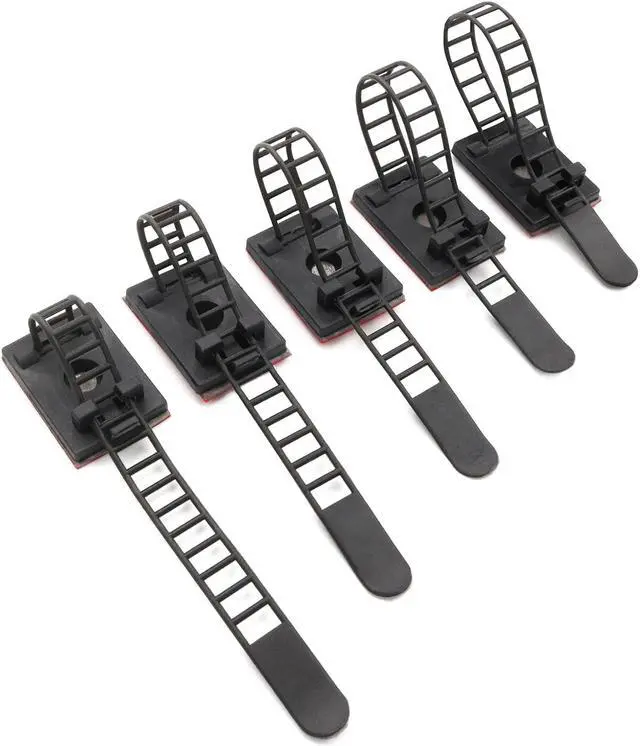 Alt view image 4 of 7 - Mini Cable Clips 3M Adhesive, Multipurpose Cord and Wire Organizer for Cable Management Adjustable Large, 21 mm Wide, 60 Pack - 60 Pack Bundled with 10 Bonus Reusable Cable Ties (Black)