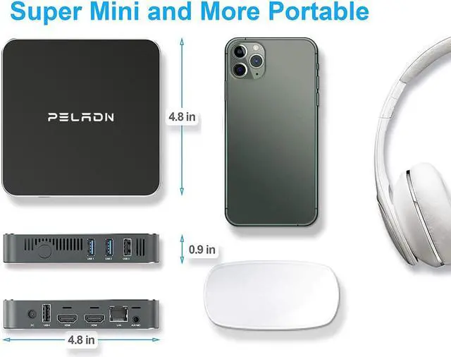 Alt view image 2 of 7 - Peladn Desktop Mini PC W11  Celeron Jasper Lake N5105 8GB,512GB SSD 4K UHD 2.4G/5G Dual Wi-Fi/Gigabit Ethernet/HDMI/Bluetooth 4.2