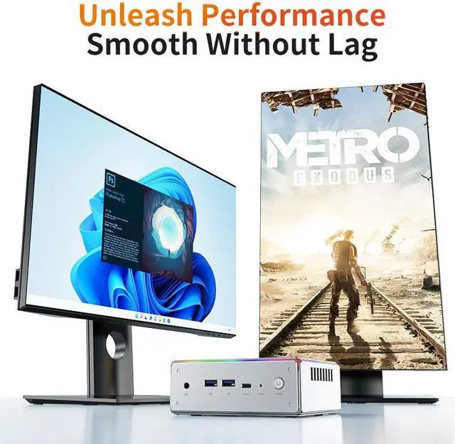 Alt view image 5 of 6 - Peladn Desktop Mini PC HA4  Ryzen 7 7840HS(32GB+1TB, Up to 4.75GHz) Desktop Computer with W11 DDR5 Computer Support 4K Four Display/USB3/WiFi 6/BT5.2/2.5Gbps for Gaming  Ryzen7 7840HS