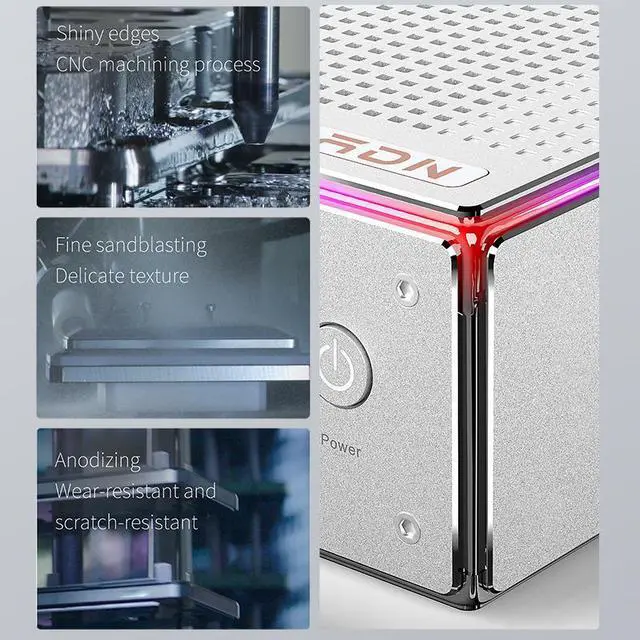 Alt view image 4 of 6 - Peladn Desktop Mini PC HA4  Ryzen 7 7840HS(32GB+1TB, Up to 4.75GHz) Desktop Computer with W11 DDR5 Computer Support 4K Four Display/USB3/WiFi 6/BT5.2/2.5Gbps for Gaming  Ryzen7 7840HS