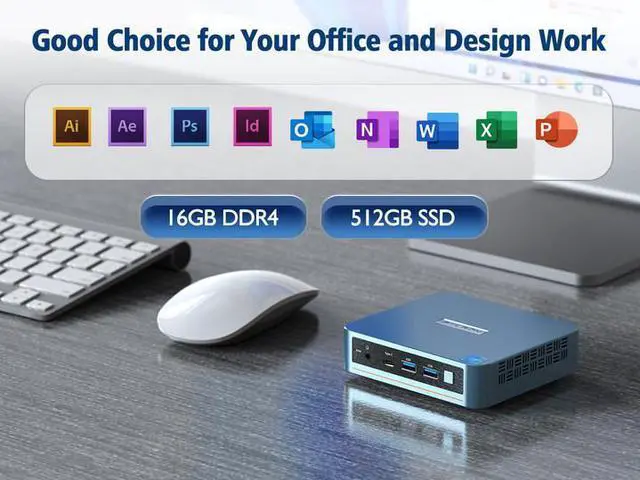 Alt view image 3 of 6 - Peladn Desktop Mini PC WI-6  Celero N100 Desktop Computer with W11 DDR4  16GB RAM / 512G SSD