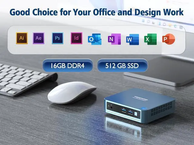 Alt view image 4 of 7 - Peladn Desktop Mini PC WI-4  Celero N5095 Desktop Computer with  DDR4 8G RAM+SDD 256G SSD