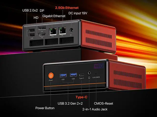 Alt view image 5 of 7 - PELADN Mini personal computer, AMD Ryzen 5 5600H (6C/12T, up to 4.2Ghz),16GB DDR4/512GB NVMe SSD,Type-C/DP/HD, mini desktop computer WiFi6 4K/60Hz triple display USB3.2/BT5.2 for home business